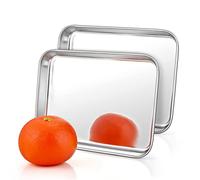 HaWare Small Oven Tray Set of 2, Stainless Steel Cookie Baking Sheet Pan for Cooking/Baking/Serving, 26.5 x 20.4 x 2.5 cm, Healthy & Non Toxic, Mirror Finish& Rust Free, Easy Clean& Dishwasher Safe