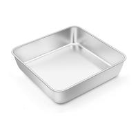 HaWare Square Casserole Dish, Stainless Steel Small Square Cake Mould, Baking Tin, Ideal for Lasagna / Brownie / Cake, Healthy and Dishwasher Safe - 15 x 15 x 5 cm