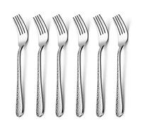 HaWare Stainless Steel Hammered Kid Forks Set, Small Children Forks, 6 Pcs | Mirror Polished Cutlery, 18/0, Metal, Dishwasher Safe