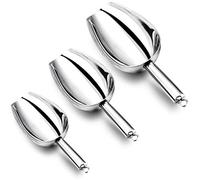 HaWare Stainless Steel Ice Scoop with 5/8/12 Ounce, Small Medium Large Metal Food Sweet Flour Scoop for Kitchen/Bar/Garden, Heavy Duty, Mirror Finished & Dishwasher Safe- 3 Pcs