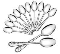 HaWare Stainless Steel Soup Spoon Table Spoon Set, 20 cm Hammered Spoon, Elegant & Modern Table Spoon Set for Home/Restaurant/Party, High-Gloss Polished & Dishwasher Safe Pack of 12