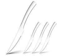 HaWare Steak Knives Set of 4, Stainless Steel Kitchen Steak Knives with Ergonomic Handle, Sharp Serrated Dinner Table Knives Ideal for Cutting Meat, Full Tang & Mirror Finished, Dishwasher Safe, 23cm