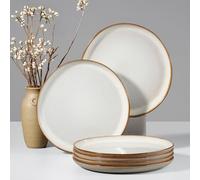 HaWare Stoneware Dinner Plates Set of 6, 10" Heavy Duty Ceramic Plates, Reactive Glaze Dinnerware for Home Restaurant, Chip and Scratch Resistant, Microwave and Dishwasher Safe, Reactive Pearl White