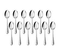 HaWare Teaspoons Set of 12, Small Stainless Steel Hammered Dessert Coffee Spoon for Home, Restaurant, Kitchen, Round Edge & Mirror Polished, Dishwasher Safe - 15cm