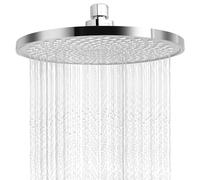 Hawdows 22 CM Rainfall Shower Heads, Anti-Limescale Fixed Rainfall Shower Head, High Pressure, Overhead Waterfall Shower Head with Swivel Ball, 360° Rotating, G1/2" Universal Fitting, Chrome
