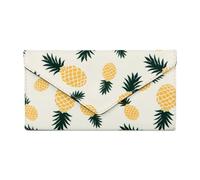 HAWEE Card Wallet for Women Envelope Style, Ultra Slim Credit Card Case with Zip Coin Pocket, 2 ID Windows, 8 Slots, Yellow Pineapple, One Size, Card Wallet Envelope Style