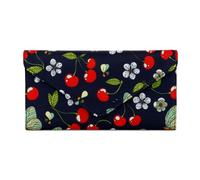 HAWEE Card Wallet for Women Envelope Style, Ultra Slim Credit Card Case with Zip Coin Pocket, 2 ID Windows, 8 Slots, Red Cherry, One Size, Card Wallet Envelope Style