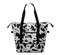 HAWEE Expandable Duffel Bag for Women with Trolley Sleeve/Wet Pocket Weekender Travel Tote Large Carry On Overnight Luggage, Cow Print, One Size, Expandable Duffel Bag