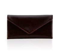 HAWEE RFID Blocking Card Holder Wallet for Women and Men, Envelope Style Multi Card Case with 2 ID Windows, Zippered Coin Pocket, Ultra Slim Vegan Leather, Chocolate, One Size, Rfid Card Wallet