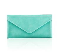 HAWEE RFID Blocking Card Holder Wallet for Women and Men, Envelope Style Multi Card Case with 2 ID Windows, Zippered Coin Pocket, Ultra Slim Vegan Leather, Mint Green, One Size, Rfid Card Wallet