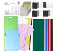 HAWERSI Ultimate Accessories and Supplies Bundle for Cricut Joy-123pcs Craft Starter Kit with Heat Transfer Vinyl, Adhesive Vinyl Sheets,Card Mat,Insert Cards,Weeding Tools Set,Beginner Gift Kit