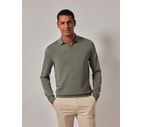 Hawes & Curtis male Pure Cotton Open Neck Knitted Polo Shirt - M - Green, Cream,Dark Navy,Green