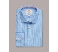 Hawes & Curtis male Slim Fit Non Iron Pure Cotton Gingham Shirt - 1836 - Blue Mix, Blue Mix