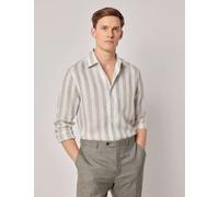 Hawes & Curtis male Slim Fit Pure Linen Striped Shirt - Green Mix, Green Mix,Blue Mix