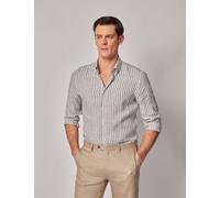 Hawes & Curtis male Slim Fit Pure Linen Striped Shirt - Khaki Mix, Khaki Mix,Navy Mix