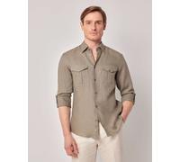 Hawes & Curtis male Slim Fit Pure Linen Utility Shirt - Khaki, Khaki,Navy,Natural