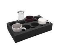 HAWETICO Camping Foam Cup & Glass Holder-RV Drink Tableware Storage Grey Sponge for 8, Mugs-Sturdy Travel Campervan Cupboard Organiser for Caravans, Motorhomes & Boats