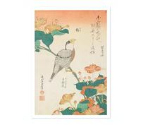 Hawfinch And Marvel-Of-Peru Katsushika Hokusai Poster, Japanese Woodblock Ukiyo-E Print, Vintage Art Picture Painting Wall Art Exhibition, Archival Matte, A3 (Print Only) - 42x29.7cm