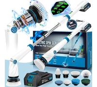 Hawfog Electric Spin Scrubber, Electric Scrubber for Cleaning, 1200 RPM Shower Scrubber, 50inch Long Handle Electric Cleaning Brush 2000mAh Battery Cordless Power Spin Scrubber with 8 Brushes