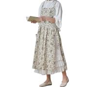 Hawholm Plus Size apron Women-Cross Back Apron for Women with Pockets, Pinafore Aprons, Womens Cotton Linen Apron, 01-white, One Size