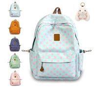 Hawiat Polka Dot Backpack, Y2K Backpack with Front Pocket, Lightweight Daypack for Travel & Daily Use (Blue)