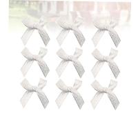 HAWILLOSCH 100pcs Silver Handcrafted Bowknot Hanging Ornaments for Shoes and Hats Accessories Premium Polyester Party Costume Decorations DIY Craft Bows for Christmas and Festive Use