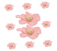 HAWILLOSCH 10pcs Pink Five Petal Flower Charms Pendants for Earring Jewelry Making DIY Craft Supplies Creative Key Chain Accessories for Christmas and Daily Wear