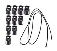 HAWILLOSCH 10pcs Spring Button Cord Lock End Stoppers Bungee Cord Fastening Accessories for Drawstrings Backpacks and Outdoor Gear Black