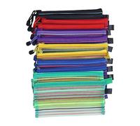 HAWILLOSCH 12pcs Zipper Mesh Pouch Pencil Pen Bag for Office Supplies Cosmetics Travel Accessories