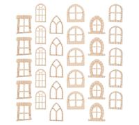 HAWILLOSCH 150pcs Wooden Fairy Door Window Set - Unpainted Miniature Door And Window Fairy Garden Miniature Accessories For DIY Crafts Dollhouse Garden Decor