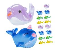 HAWILLOSCH 16pcs Mini Resin Ocean Animal Figurines for Fish Tanks Landscape Decor Includes Whale Dolphin and Narwhal for Boys and Girls Aquariums and