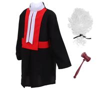 HAWILLOSCH 1set Judge Costume Judge Wig Gavel Role Play Outfit for Boys and Girls for Halloween Theme Parties Interactive Learning Comfortable Breathable Material for Ages