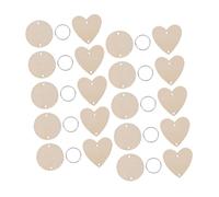 HAWILLOSCH 1set Multi-use Unfinished Wood Tags for Projects Blank Heart Tags and Calendar Plaque Discs for Wedding Christmas and Birthday Decorations Includes Circles Hearts Key