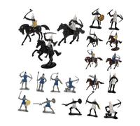 HAWILLOSCH 28pcs Miniature People Figures for Boys and Girls Table Soldier Models Tiny Knight Figurines Realistic Miniature People Crafts Scenes Models Horse Knight Figurines