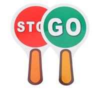 HAWILLOSCH 2pcs Double-Sided Handheld Stop Paddle with Red Green Lights for Traffic Safety Game and Classroom Teaching Traffic Control Sign