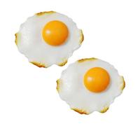 HAWILLOSCH 2pcs Fried Egg Model Props Shell Less Egg Boiling Mold Toy Realistic Food Decor for Kitchen Display