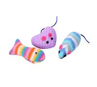 HAWILLOSCH 3pcs Colorful Interactive Cat Teaser Toy Mouse Fish Design for Fun Playtime Engaging Chew Toys to Keep Cats Happy and from Scratching Furniture Random Style