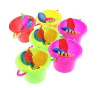 HAWILLOSCH 4-Piece Beach Toy Set for Kids Small Sand Bucket Molds Educational Water Play Set for Boys and Girls for Summer Beach Activities Random Style