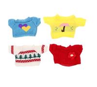 HAWILLOSCH 4pcs Bear Sweater Clothes: Plush Tee Shirt For 30cm Doll - Stuffed Animal Outfit - Cute Christmas Pattern Tiny Crochet DIY Toy Figure Make Your Own Doll Accessories