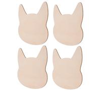 HAWILLOSCH 4Pcs Cat Head Wood Cutouts Wooden Slices DIY Wood Adornments for Painting Crafting Home Wall Decoration