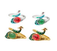 HAWILLOSCH 4Pcs Decorative Crochet Rings for Women Peacock Shaped Yarn Guide Knitting Tools Elegant Finger Ornaments for DIY Crafting Quilting Supplies Enhanced Knitting Experience