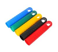 HAWILLOSCH 5pcs Long Duster Pole Handle End Cap Mop Rod Sleeve Replacement Plastic Broom Sleeve for Dustpan Handle Grip Black Yellow Green Blue Red