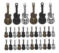 HAWILLOSCH 60pcs Skull Guitar Charms Pendants Mini Metal Skull Pendant Dangle for DIY Necklace Bracelet Earrings Jewelry Making Crafting Punk Music Fans Accessories