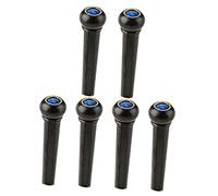 HAWILLOSCH 6Pcs Black Guitar Bridge Pins with Blue Cat's Eye Inlay Plastic String Pegs Replacement Accessories for Acoustic Guitar Maintenance Smooth Polished Surface Easy to Install and