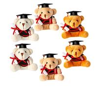 HAWILLOSCH 6Pcs Graduation Plush Bear Keychain Set 9cm Stuffed Animal Pendants for Students Cute Doctor Bear Ornaments for Graduation and Backpack Decoration