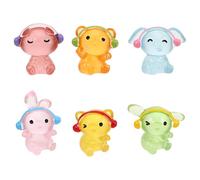 HAWILLOSCH 6pcs Mini Resin Animal Figurines Set Cute Realistic Pig, Bear, Elephant, Dog, Rabbit for Desk Decor, Micro Landscape Garden Accessories, Animal for Office and Fairy