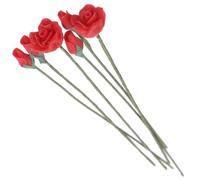 HAWILLOSCH 6Pcs Miniature Rose Dollhouse Accessories DIY Modeling Red Mini Roses with Smooth Surface Detail for Realistic Fairy Garden Decoration