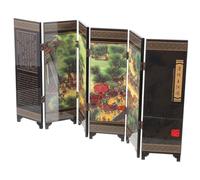 HAWILLOSCH Antique Mini Folding Screen Divider Wooden Chinese Style Decorative Panel for Home Office Tabletop Gift for Chinese Culture Lovers