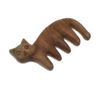 HAWILLOSCH Cat Shaped Massage Comb Wood Scalp Caring Tool Lightweight Acupoint for Relaxation for Grooming and Self-care Sandalwood Design