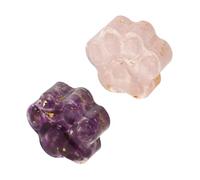 HAWILLOSCH Crystal Cat Paw Ornaments 2pcs Natural Crystal Memorial Decor | Pocket-sized Handpolished Stone Carving, Artistic Living Room Office Accent, Dog Paw Print Detail
